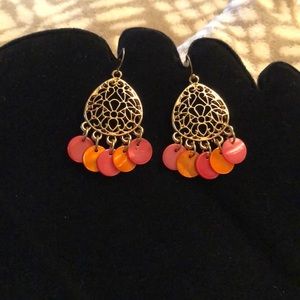 DANGLING PINK CORAL AND GOLD